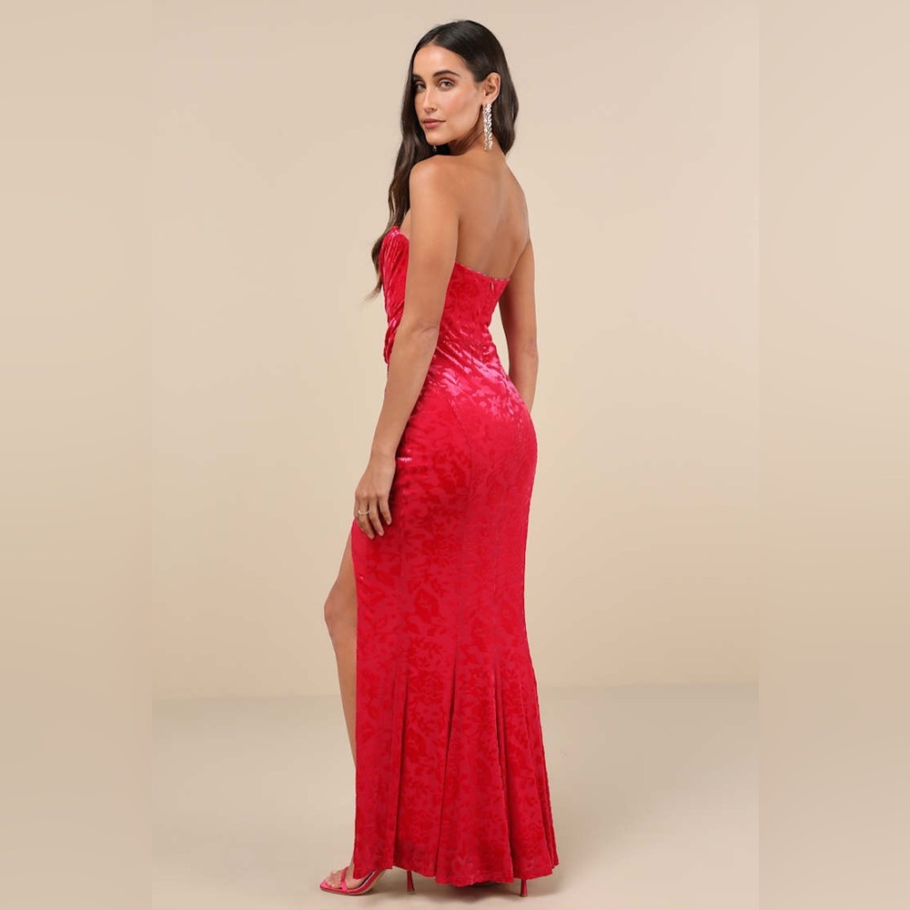 Lulus Fabulous Darling Fuchsia Burnout Velvet Str… - image 3